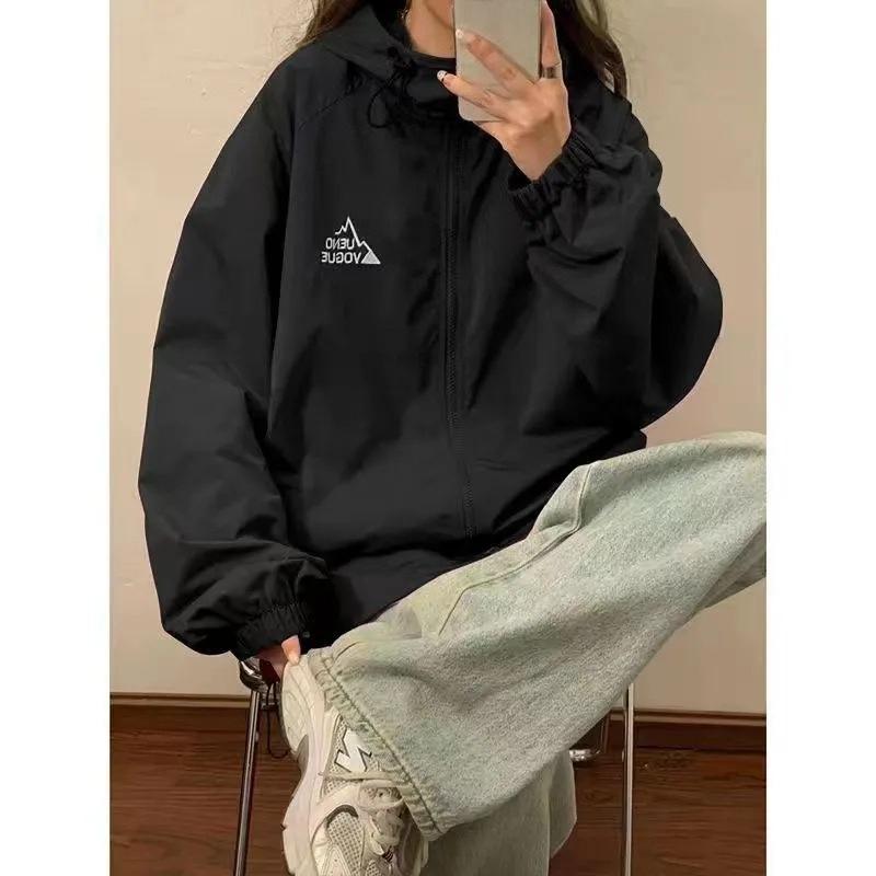 Rote Windjacke Damen American Vintage Frühling Herbst Locker Baseballjacke