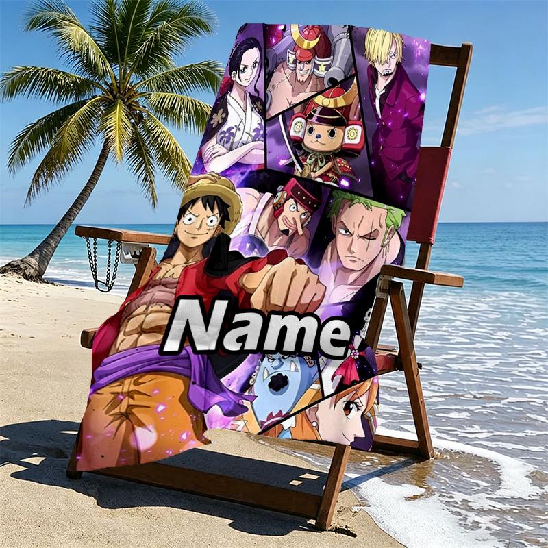 Custom Name Personalized One Piece Print Beach Towel, for Trip Camping Beach Party Home Decor, Birthday Gift for Family & Friends