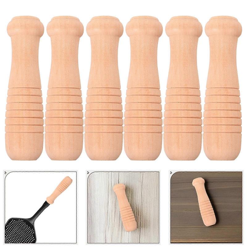 Wooden Spatula Handle for Wok Pan Replacement 8Pcs Tool Grip Set