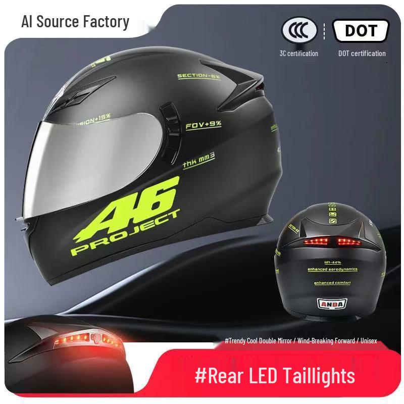 3C Certified Full Face Motorcycle Helmet for Men & Women - All-Season, Trendy Autumn/Winter Design