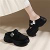 Baotou version of women's genuine leather, comfortable wedge heel, Yaoyao bottom, casual mother, outer wear to increase height, cool slippers