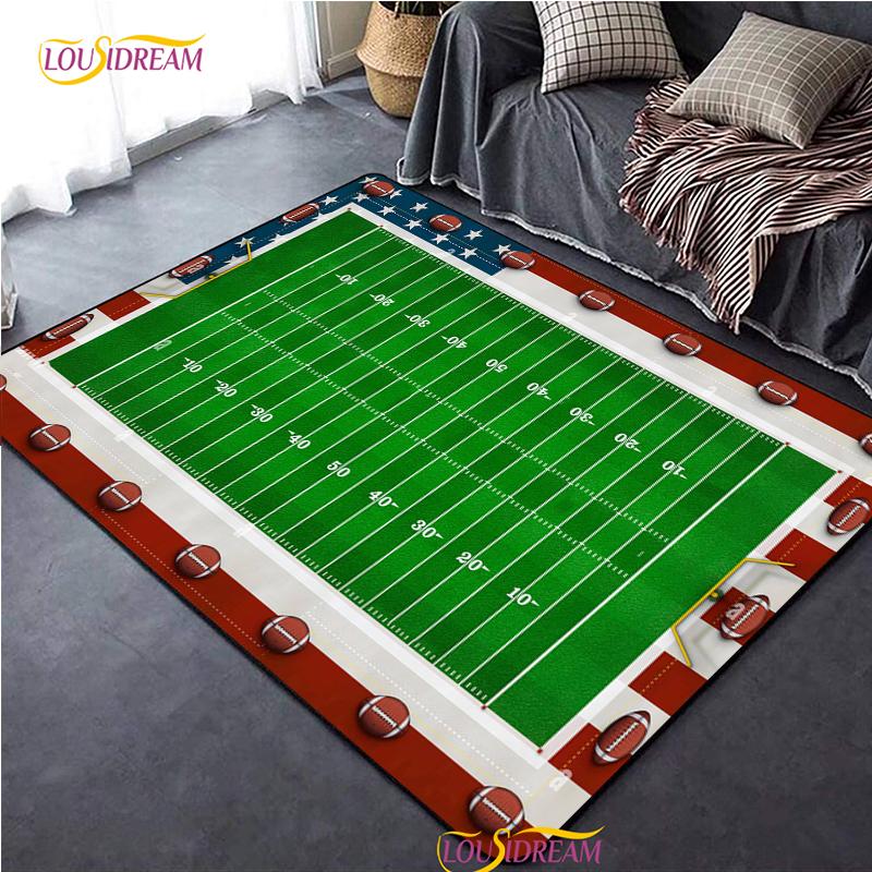 Personalisierter American Football Court Teppich, Teppich für Wohnzimmer Schlafzimmer Dekoration, Kinder Küche Badezimmer Rutschfeste Bodenmatte Alfombra
