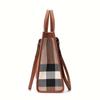 Aidrani Classic Plaid Women's Bag, Large Capacity Portable Shoulder Bag, Canvas Patchwork Cowhide, Square Handbag