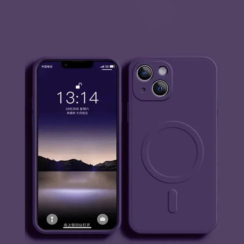Liquid Silicone Case For iPhone 16 17 15 14 13 12 11 Pro Max Plus Mini Air For Magsafe Magnetic Wireless Charge Soft Cover Funda