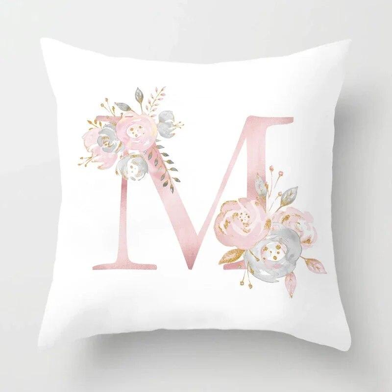 45x45cm Pink Rose 26 Letters Pillowcase Wedding Party Decoration Sofa Car Creative Ornament Couple Home Cushion Cover