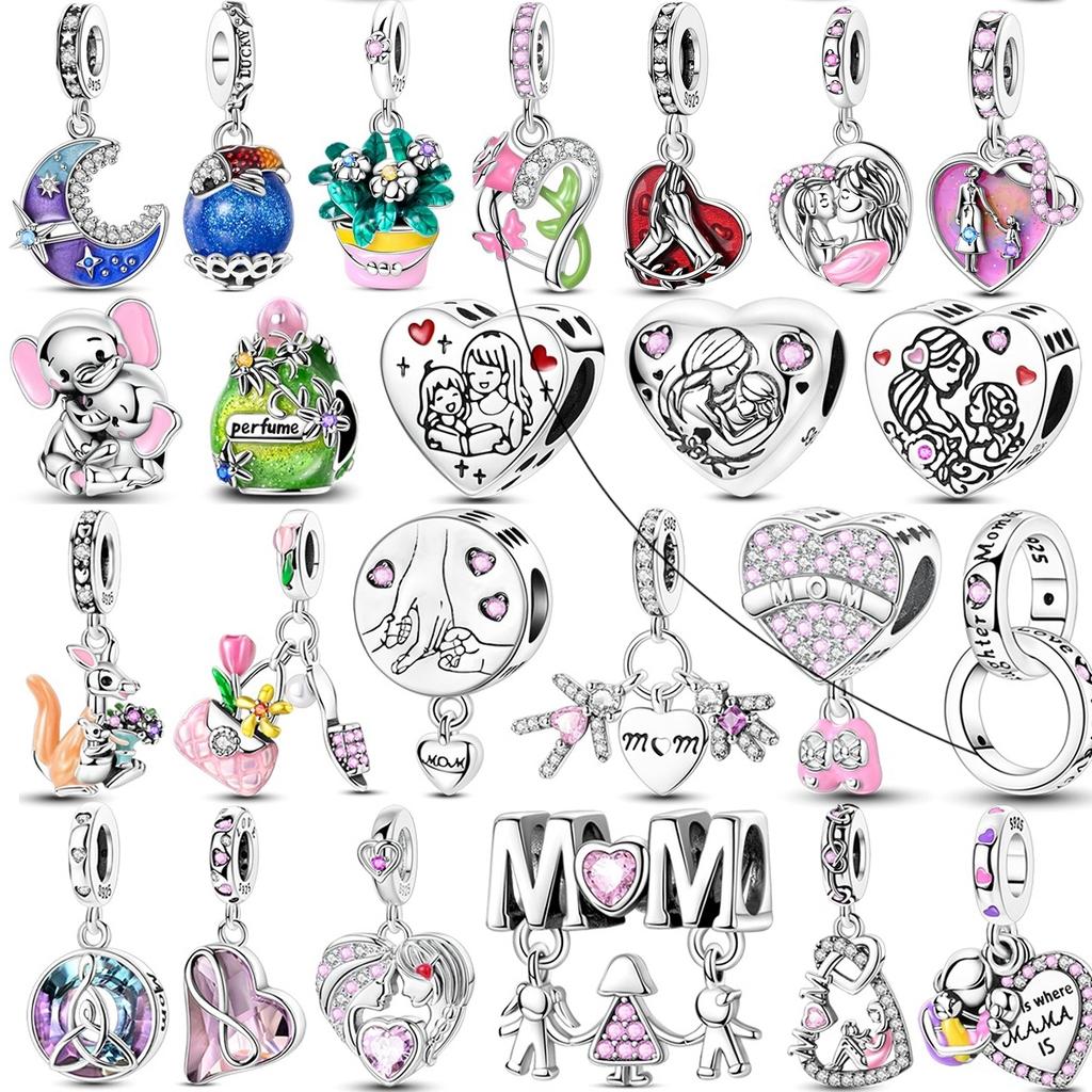Copper Mother'S Day Charms Bead Mom'S Love Heart Shape Pendants Accessories Bracelets Diy Jewelry Gift Of Mum
