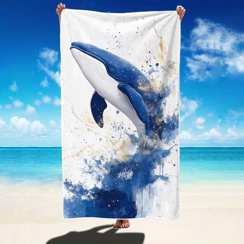 Boho Orca Whale Beach Towel Tribal Starry Night Orca Print Quick Dry Sandproof Absorbent Towel for Beach Pool Travel Vacation