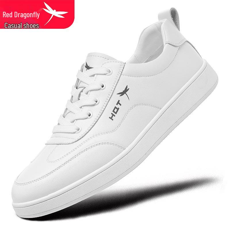 Red Dragonfly Men's Genuine Leather Sports Casual Shoes - All Black, Autumn/Winter 2025