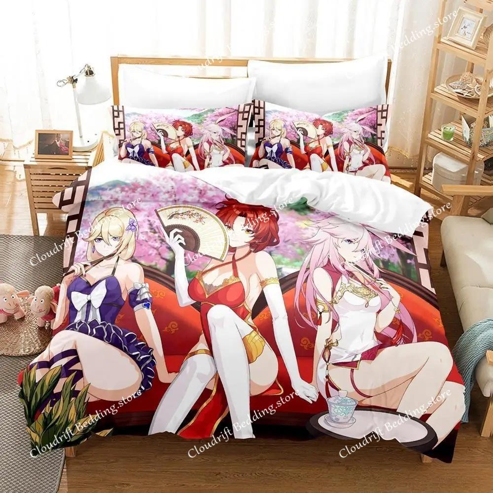 New 3d Print Anime Honkai Impact 3rd Bedding Set Cartoon Anime Set Adult Kid Bedroom Duvet Cover Sets Home Textiles