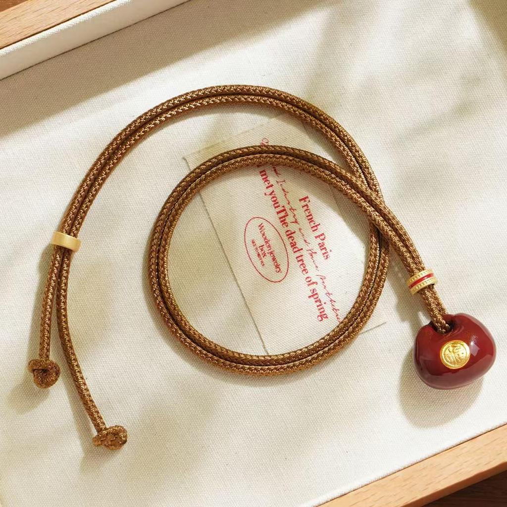 70cm Retro Kapiący Olej Torba Szczęścia Damski Długi Naszyjnik – Elegancki Dodatek Łańcuszek do Swetra ze Sznurkiem