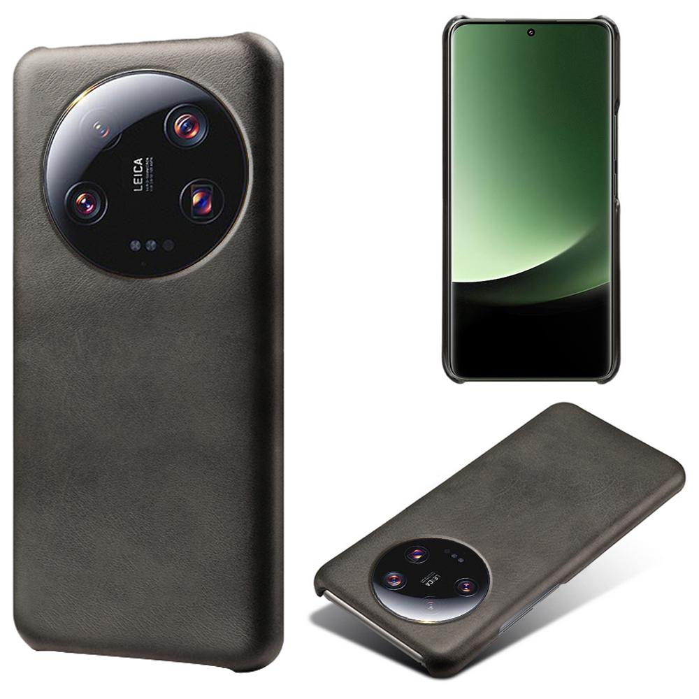 

For Xiaomi 13 Ultra PU Leather+PC Phone Cover Calf Texture Anti-Scratch Back Case Black