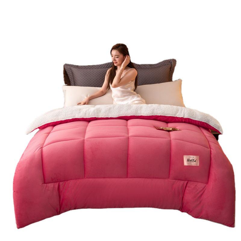 Double-Sided Lambswool Fleece Quilt: Thick, Warm Comforter for Winter, Spring, and Autumn