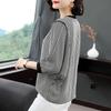 Black White Striped T-shirt Women Summer Loose Korean 3/4 Sleeve Top Round Collar Bottoming Shirt M-4XL