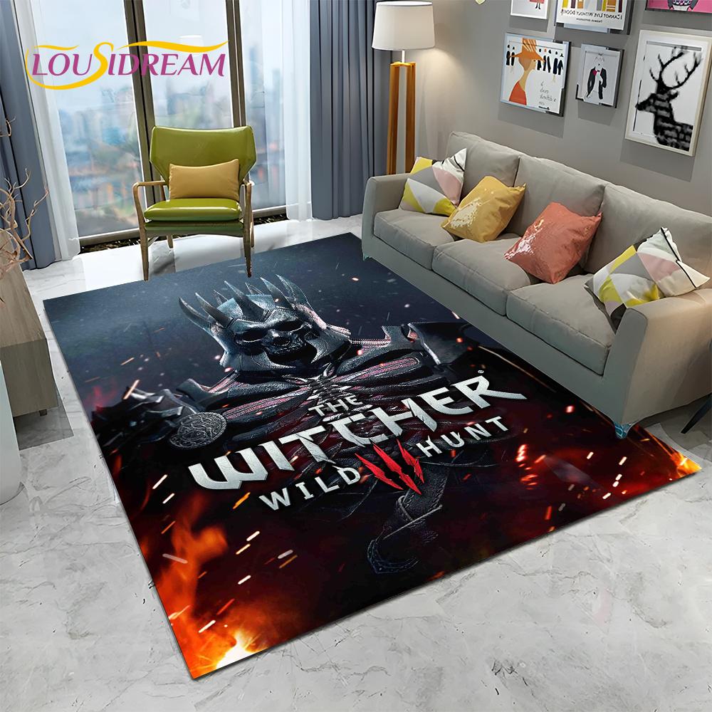 3D W-Witcher Games Gamer TV Cartoon Carpet Rug for Home Living Room Bedroom Sofa Doormat Decor,kids Area Rug Non-slip Floor Mat