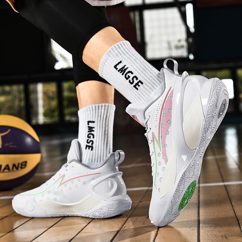 Glow-in-the-dark basketball shoes men's mesh breathable women's shoes Low-top men's shoes cushioned wear sports shoes