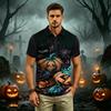 Men's Halloween Short Sleeve Casual Shirt with Turn Down Collar