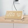 Electronic Alarm Clock LED Digital Clock Bedside Small Alarm Clock Voice-controlled Luminous Electronic Clock Wooden Clock