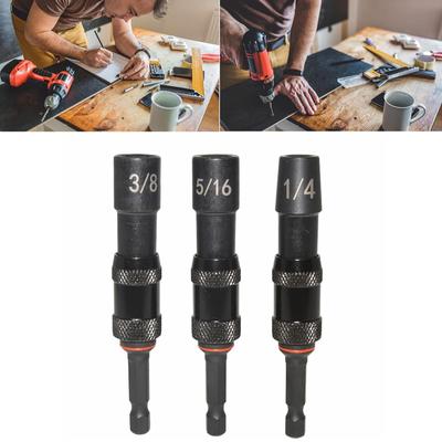 1/4 3/8 5/16 Magnetic Sleeve Socket Hex Screw Drill Tip Quick Changing Holder Guide Drill Bit Driver Pivots Woodworking Tools