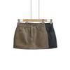 Women's High-Waisted PU Leather A-Line Mini Skirt - Retro, Autumn/Winter, Spicy, Versatile, Anti-Exposure, Slimming.