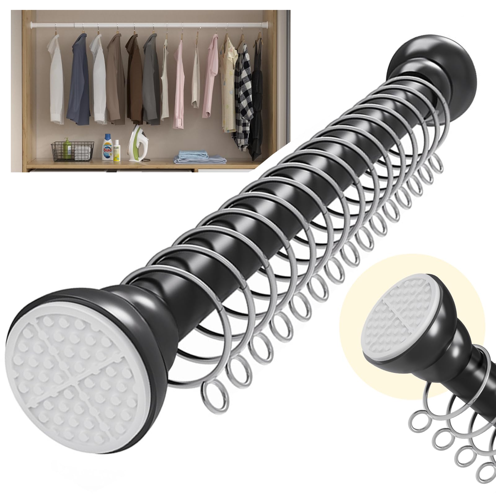 

Предотвратите повреждение стен с помощью этого сверхпрочного натяжного стержня для ванной из нержавеющей стали с 15 шторками, без сверления, регулируемая длина от веса для окна чёрный