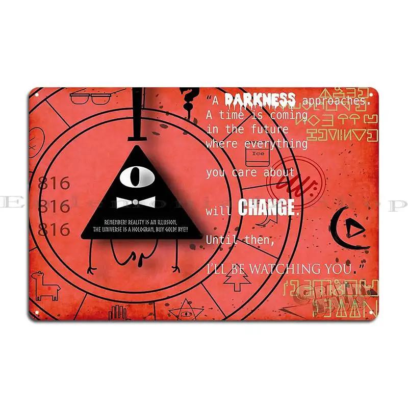 Gravity Gravity Falls Reality is an Illusion bill cipher spell Zodiac Metal Living Room Painting Wall Decor Tin Sign Poster