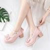 Fashion Sweet Lolita Lace Bow High Heels, Paired with a Princess Dress, Color: Pink, Sizes: 34-46.