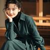 Autumn and Winter New Thickened Lace-up Waist A-shaped Skirt Dark Green Polished Corduroy Shirt Dress Women