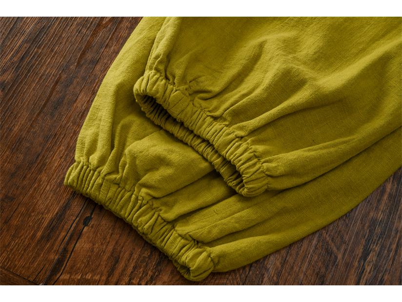 Damen Retro Ramie Baumwolle Leinen Yoga Laternenhose - Sandgewaschen, Zen Meditation Stil