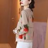 Autumn 2025 Round Neck Printed Jacket for Middle-Aged and Elderly Women - Fashionable, Stylish, Versatile Age-Reducing Outerwear
