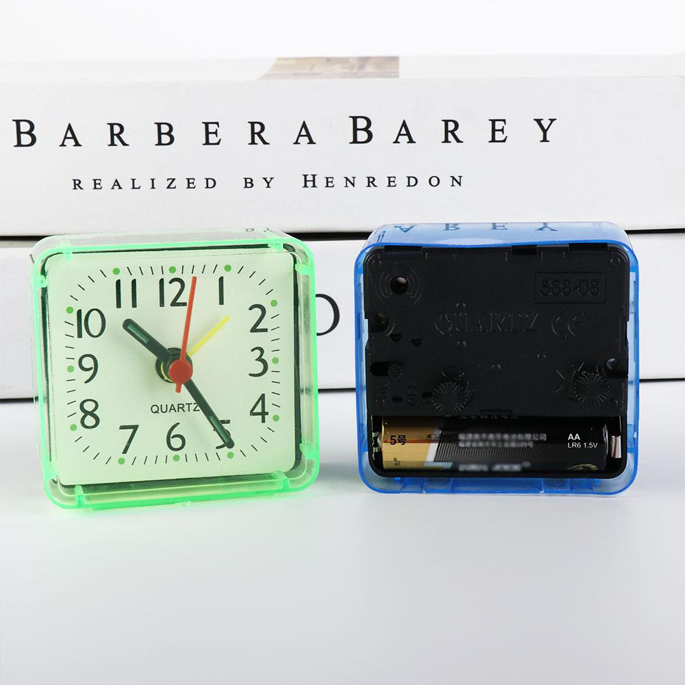 Mute Mini Table Clock Transparent Square  Alarm Clock Fashion   Student Gift