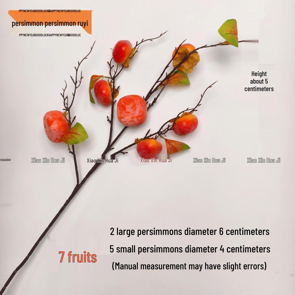 High-End Artificial Fruit Branch with Apples, Pomegranates, Oranges, Persimmons, and Lemons for Home Decor.