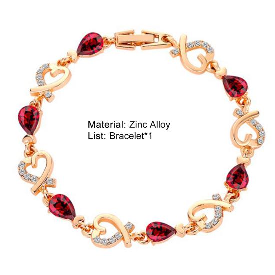 Heart Hollow Women Bracelet Zinc Alloy Colorful Rhinestone Chain Bracelet Jewelry Accessory