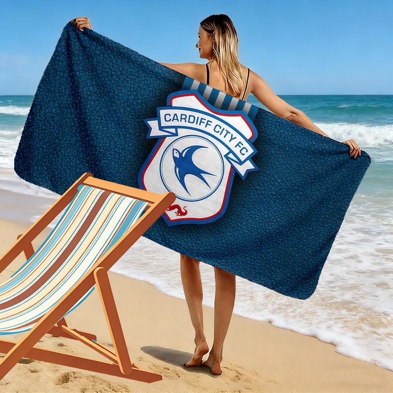 Cardiff City F.C Print Beach Towel, Large Soft Quick Dry Towel for Beach Camping Swimming