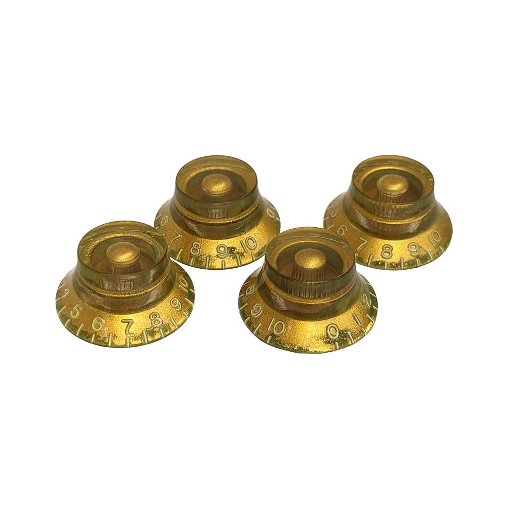 YJB PARTS Electric Guitar Top Hat Knobs, Set of 4 (Made In Japan) (Inch, Relic Gold)