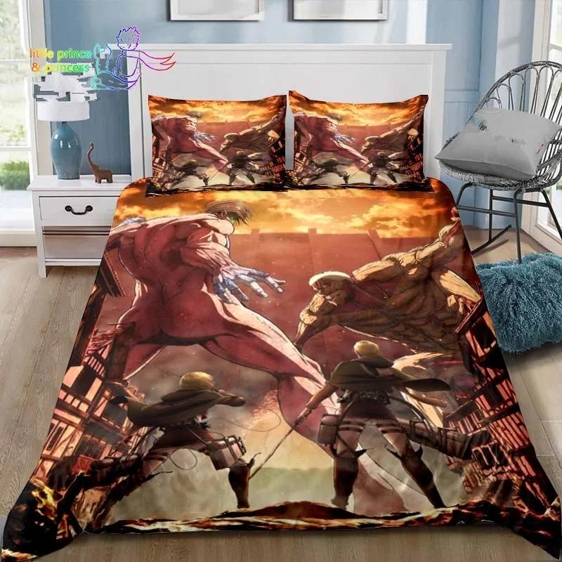 Anime Attack On Titan 3D Print Bedding Set Single Twin Full Queen King Size Bed Set Adult Kid Bedroom Bedding Gift
