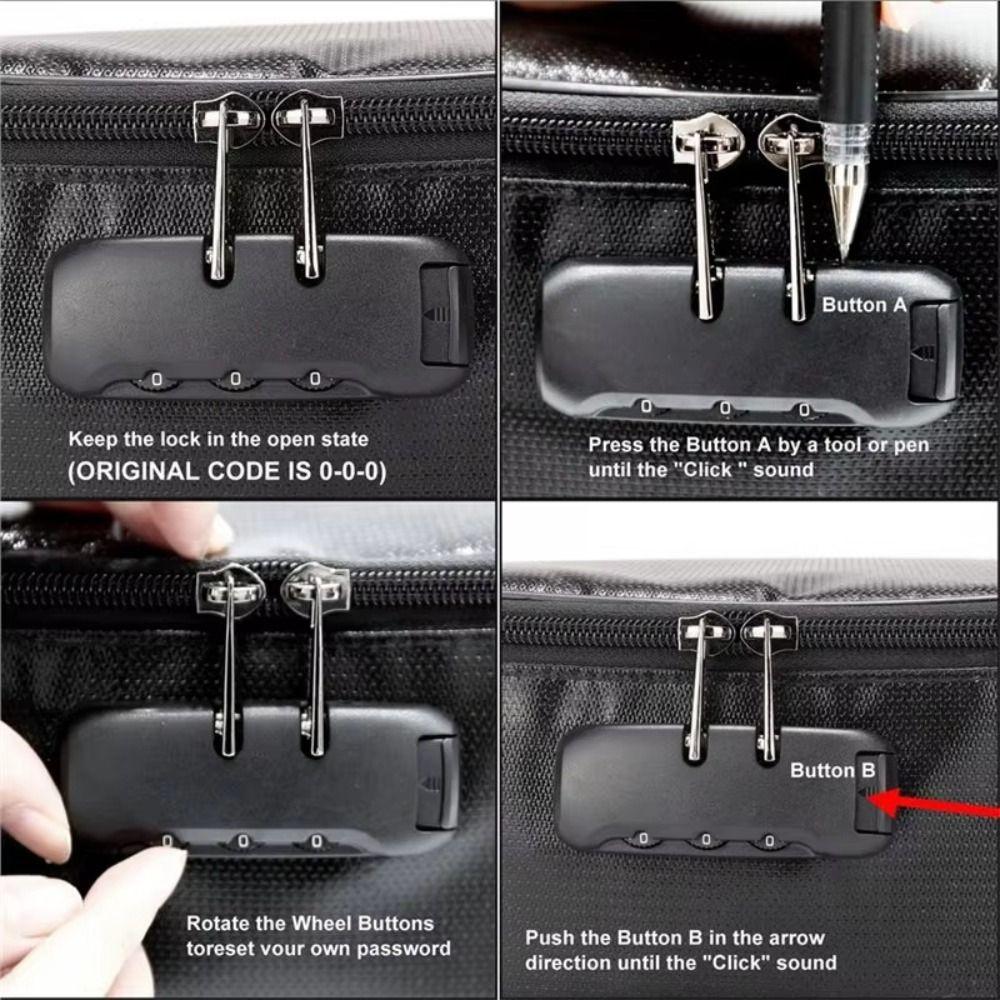 Double Zipper Fireproof Document Bag Large Capacity Code Lock Money File Bags Waterproof 3-Layer Design Resistant Storage Bag