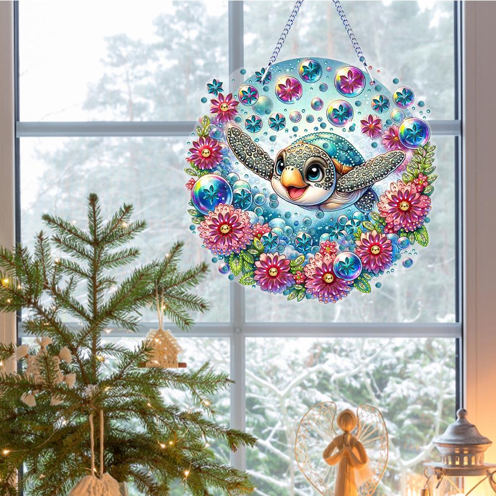 PET Double Sided Special Shaped Flower Animal Rhinestone Diamond Art Window Pendants Diamond Painting Hanging Decor for Beginner