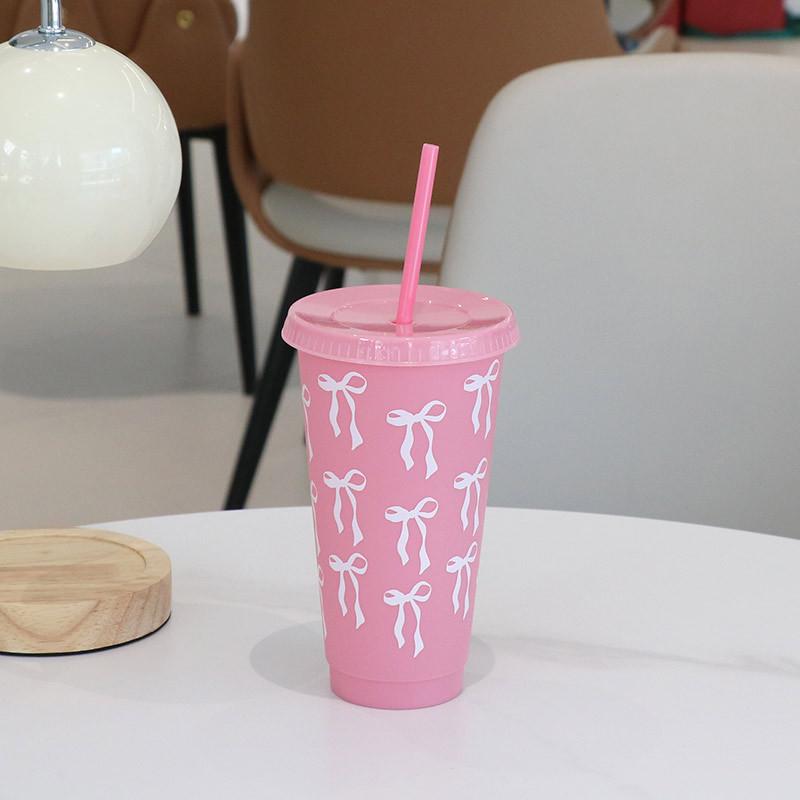Large Capacity 700ml Straw Cup Bottle, with Design, for Home Travel