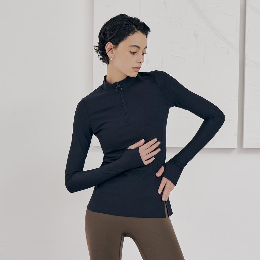 HUIT Ribbed Zipper Performance T-Shirt Htwtl2K10T
