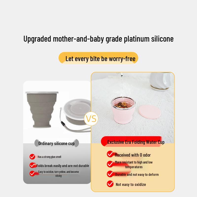 Exclusive Era Collapsible Silicone Travel Cup - Portable, High-Temperature Resistant for Camping & Outdoor Use.