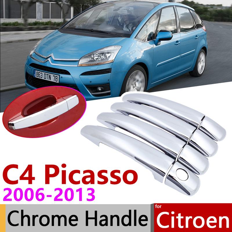 for Citroen Grand C4 Picasso 2006~2013 Chrome Door Handle Cover Car Accessories Stickers Trim Set 2007 2008 2009 2010 2011 2012