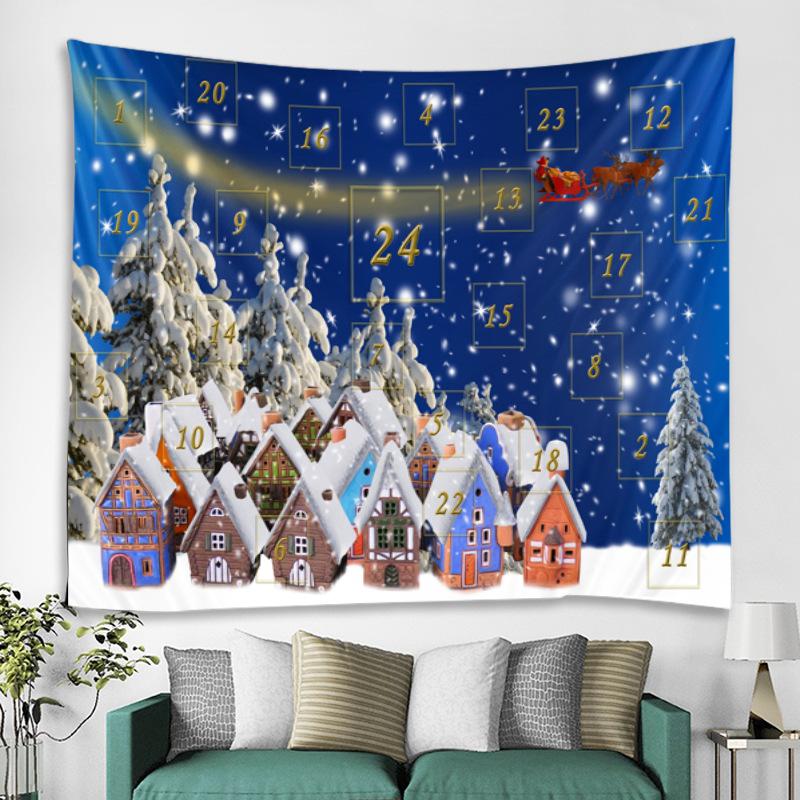 Calendario di Natale Arazzo Cartone animato Ornamento di Natale Camera da letto Sfondo Decorazione da parete Appeso Regalo di Capodanno Appeso a parete