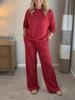 Women's Autumn & Winter Christmas Set: Long-Sleeve Round Neck Top with Drawstring Casual Pants.