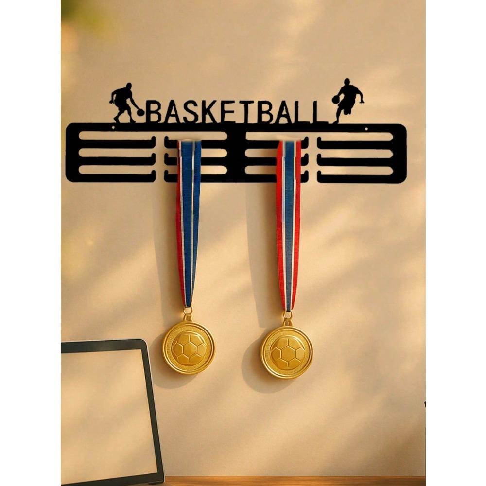 Black Metal Basketball Medal Hanger for Athletes Modern Home Decor