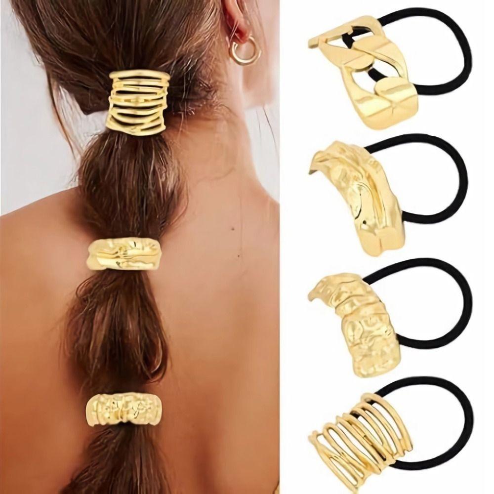 Silver Metal Metal Hair Cuff Golden Color Hair Rope Accessories Scrunchies Girls
