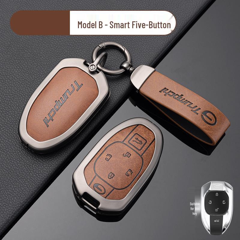Compatible Key Case for Trumpchi GS4, GS3, GS5, GA6, GA3, GA4 - Metal Leather Car Accessories