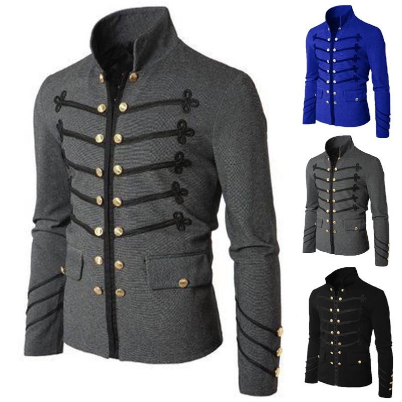Double Mens Breasted Medieval Cosplay Jacket Steampunk Gothic Coat Victorian