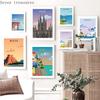 Famous City Retro Travel Japan Italy Wall Art Painting, Nordic Posters and Prints, Pictures for Living Room, Home Decor
