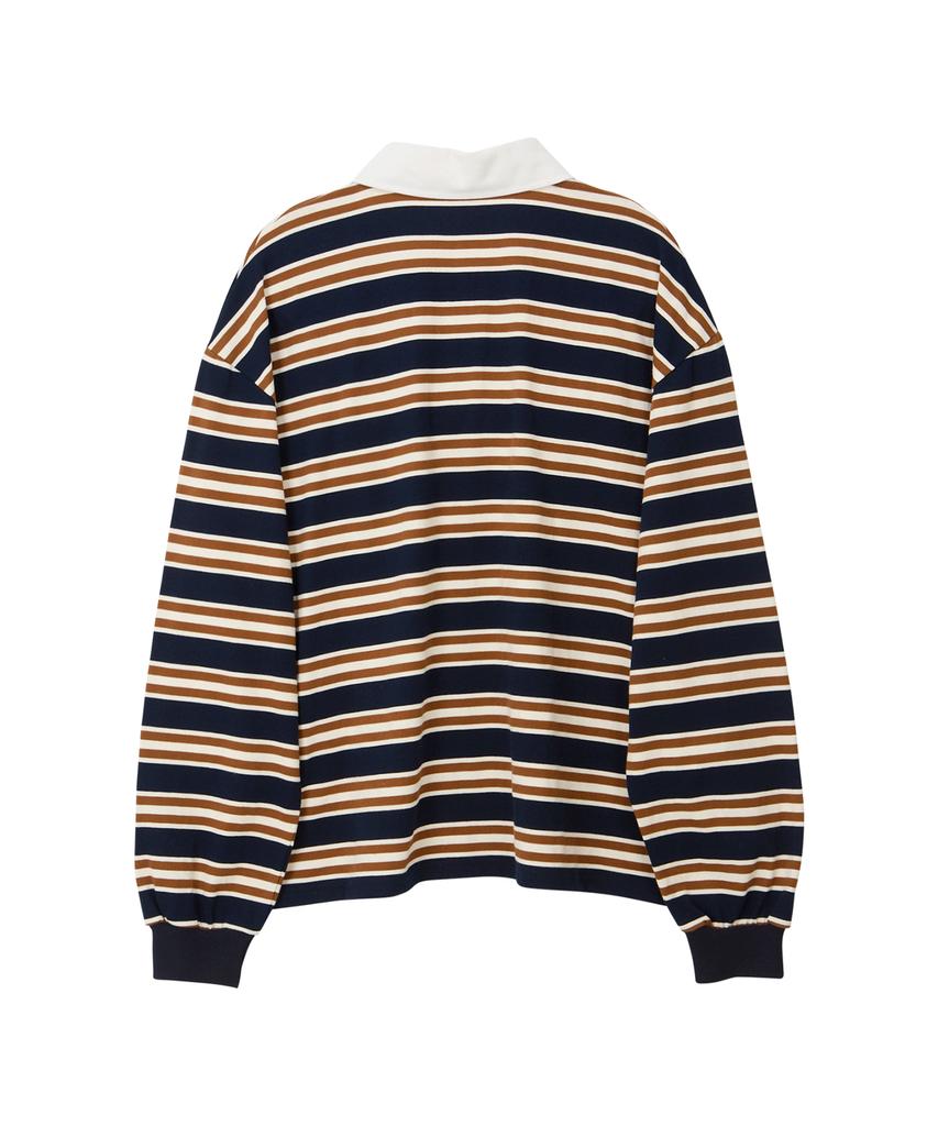 Biteoseljeu Union Stripe Collared Tee - Navy