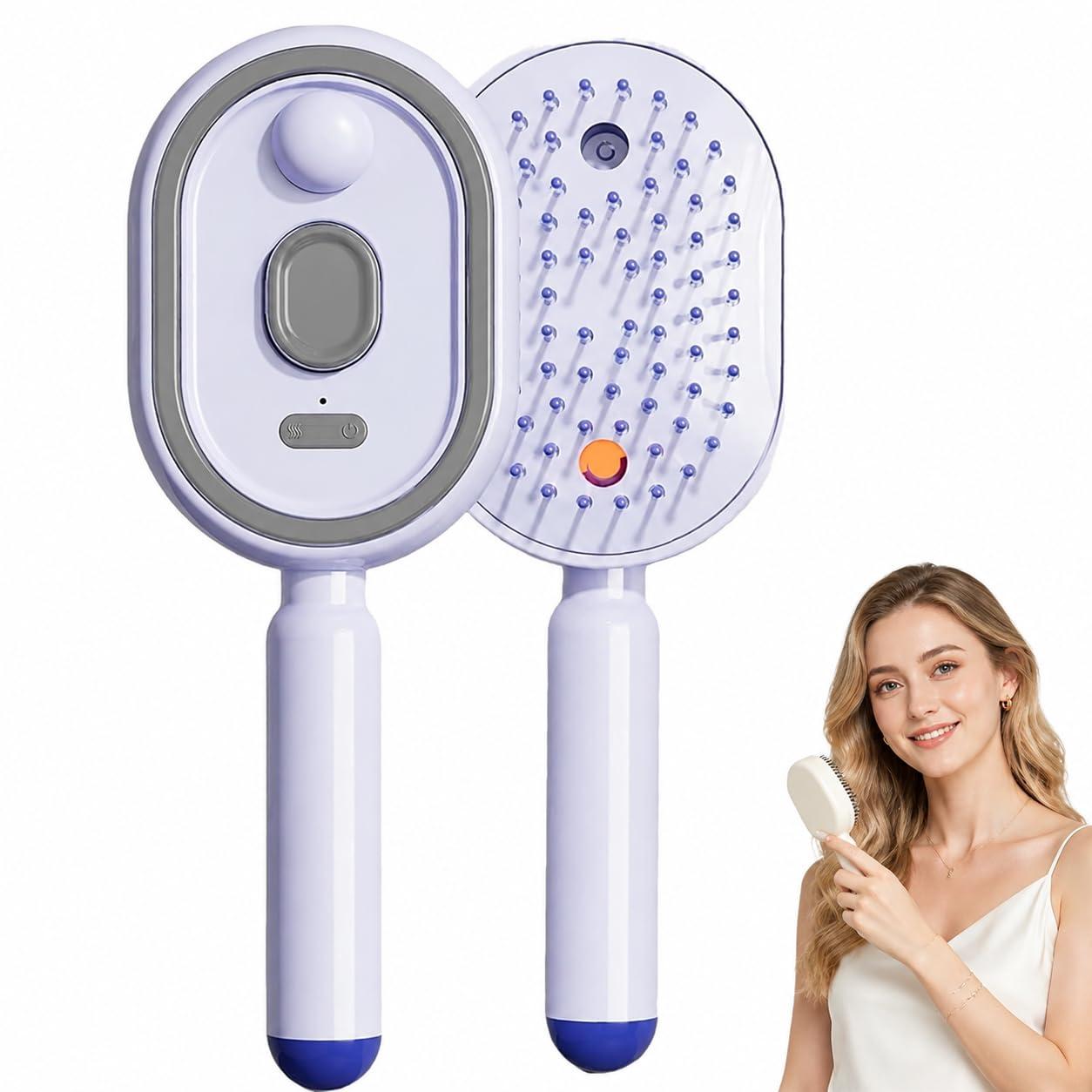 Electric Spray Air Cushion Massage Comb, Upgrade Air Cushion Brush with Self-Cleaning, Anti-Tangle, for Frizzy Hair & Scalp Care